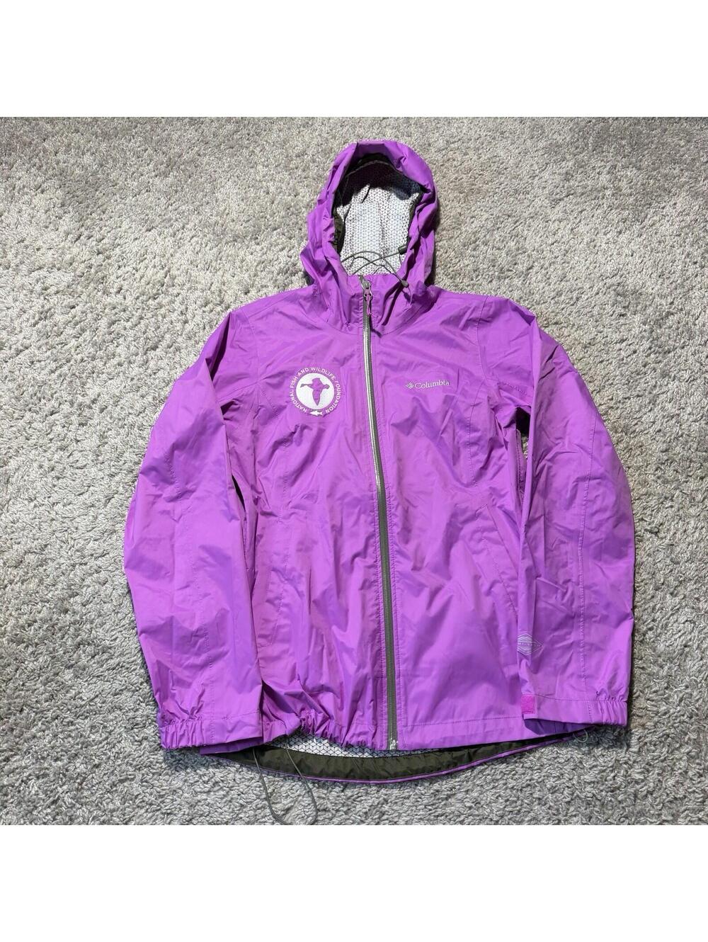 Columbia Womens Rain Jacket Omni Tech Waterproof Purple Fish & Wildlife XS